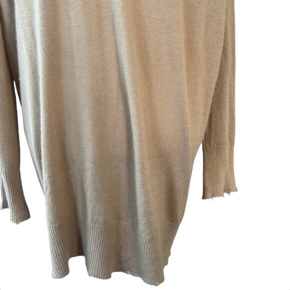 Prive 45 Cashmere? V Neck Sweater Large Tan Thrashed Designer Luxury Grunge Cozy - Picture 8 of 16
